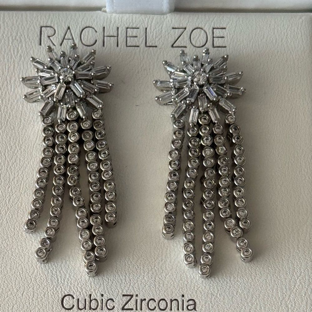 Rachel Zoe Silver Cubic Zirconia Earrings - Picture 2 of 3